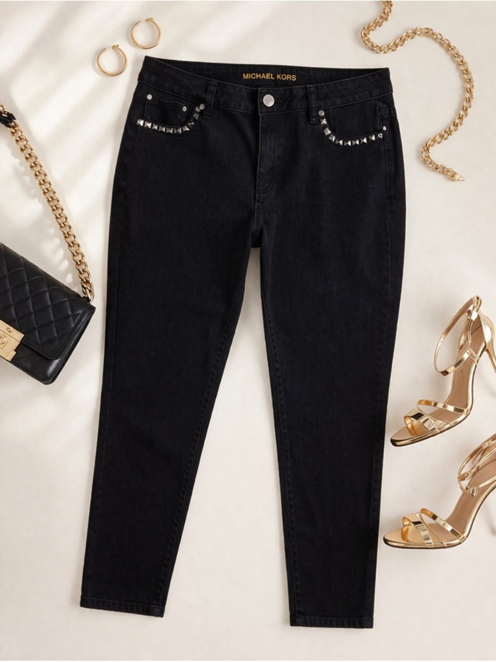 Michael Kors Black Studded Skinny Jeans Size 10P